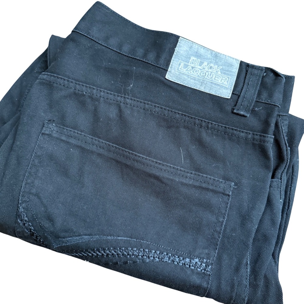 BLACK LACQUER Mens Black Jeans Size‎ 42x30 Cotton Straight Fit Workwear